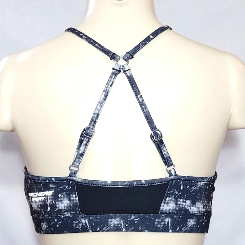 Sketchers Sport Illusion Wire Free Sports Bra SMALL Abstract Gray NWT New with T - Picture 3 of 3